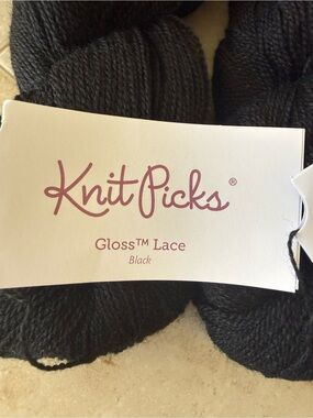 Knit Picks Gloss Lace Merino Wool/Silk Blend Yarn - Black